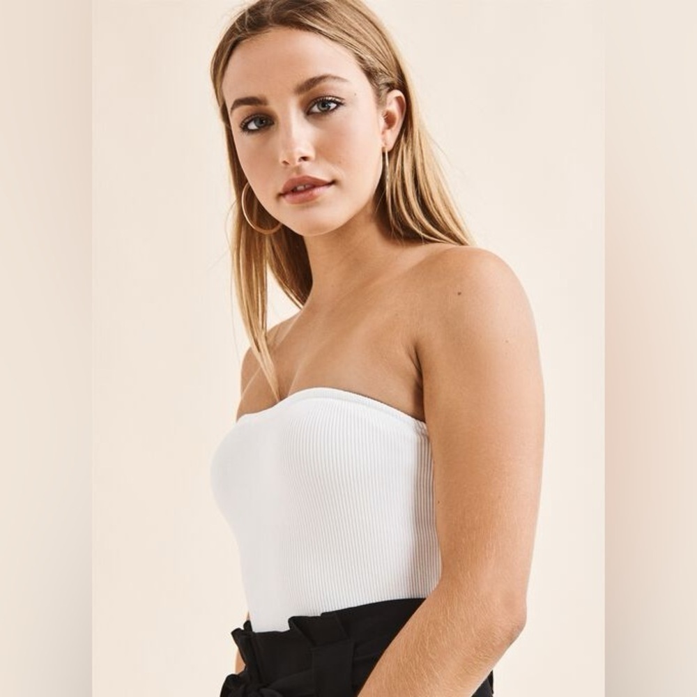 Dynamite Ribbed Tube Top in White